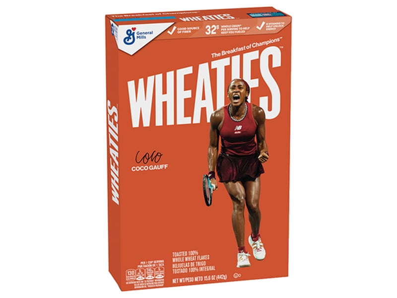 Coco Gauff on a Wheaties box